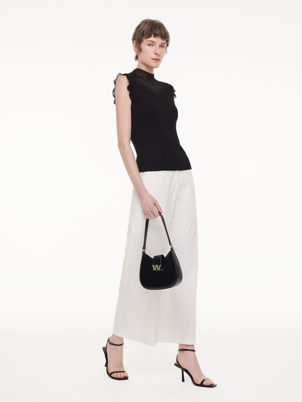 Mock-Neck Ruffle Tank