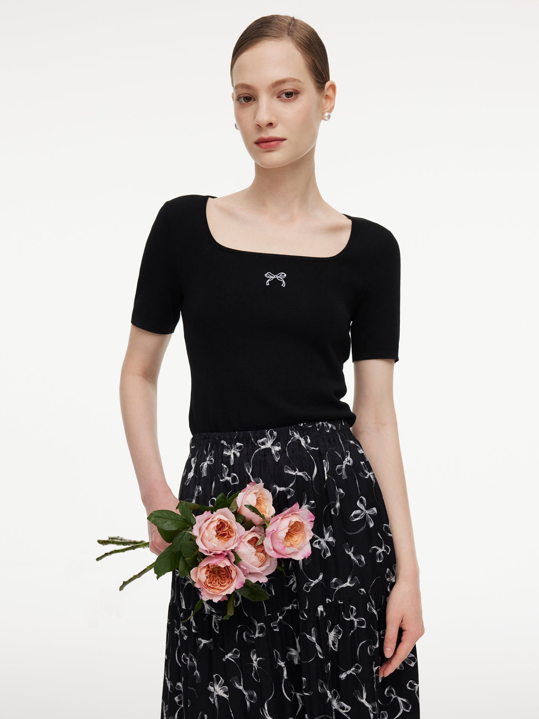 Satin Bow Coquette Knit