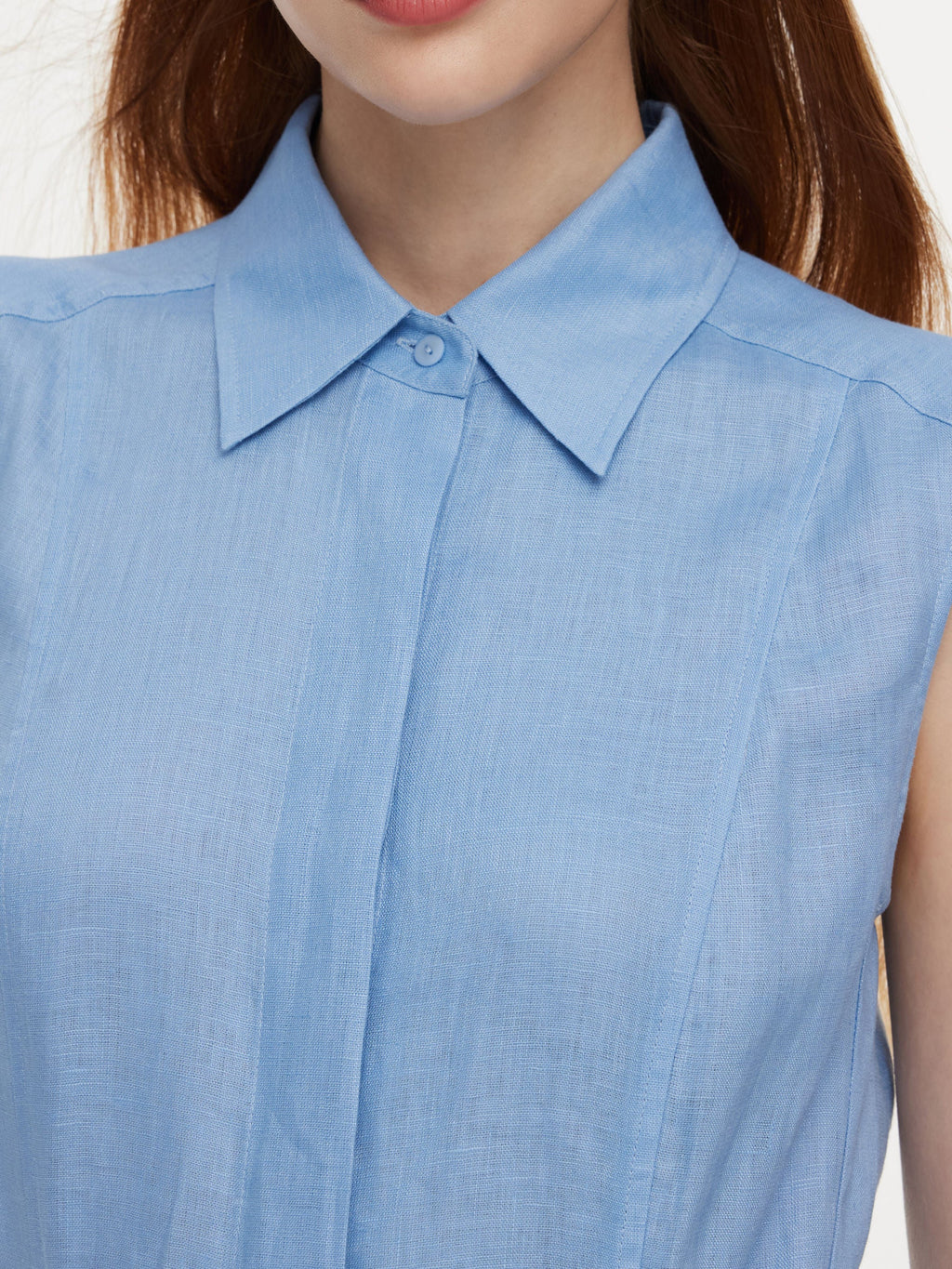 Linen Sleeveless Shirt Dress