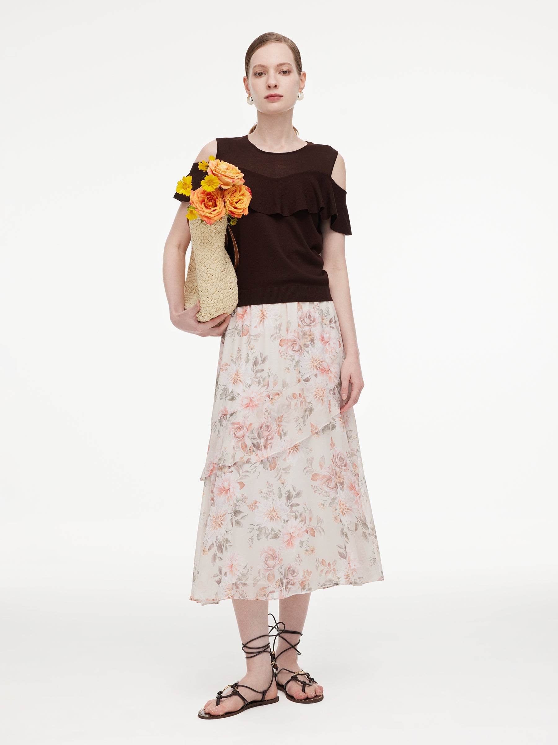 Vintage Watercolor Rose Skirt